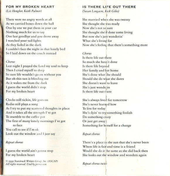 Reba McEntire : For My Broken Heart (Cass, Album, Club)