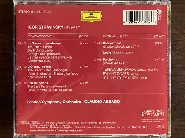 Igor Stravinsky – London Symphony Orchestra • Claudio Abbado : Le Sacre Du Printemps · The Firebird · Pétrouchka · Pulcinella · Jeu De Cartes (2xCD, Comp, RE, RM)