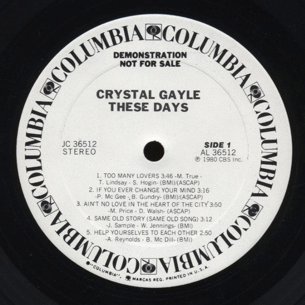 Crystal Gayle : These Days (LP, Album, Promo)