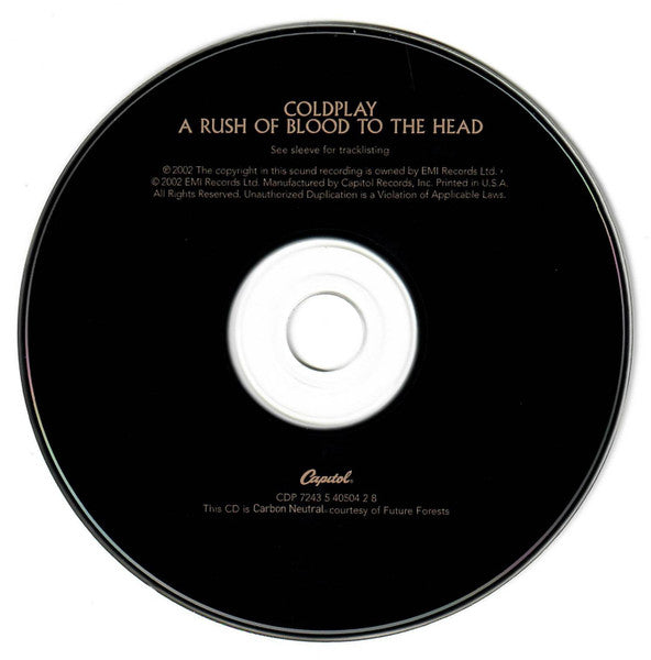 Coldplay : A Rush Of Blood To The Head (CD, Album, RE)