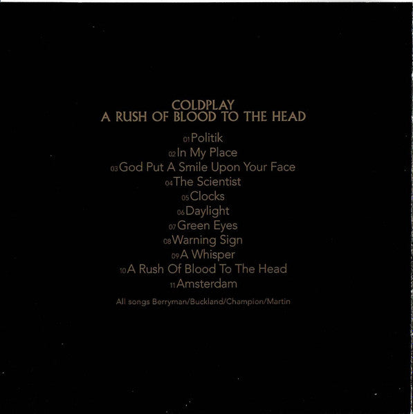 Coldplay : A Rush Of Blood To The Head (CD, Album, RE)
