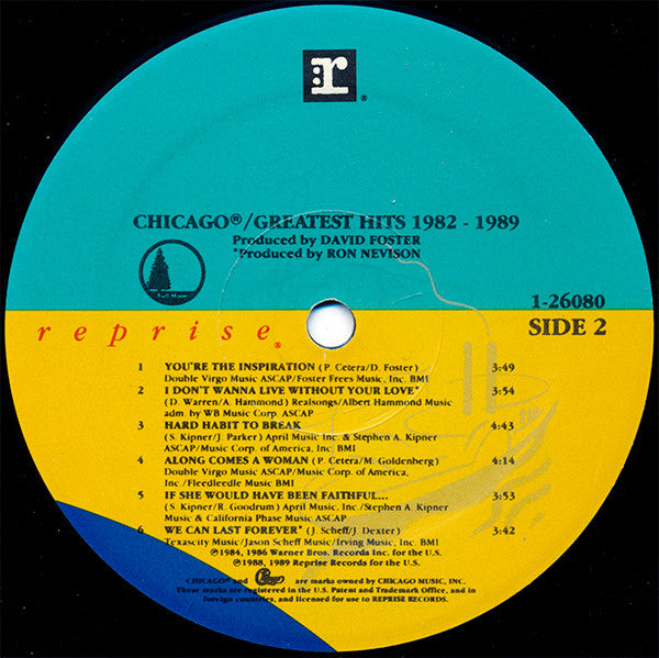 Chicago (2) : Greatest Hits 1982-1989 (LP, Comp)