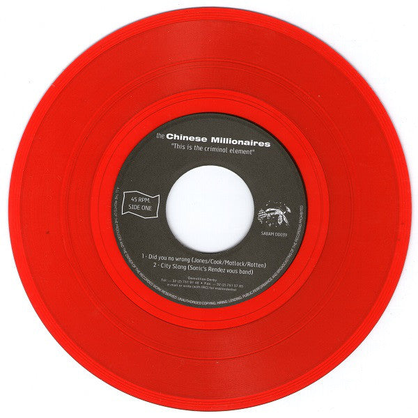 The Chinese Millionaires : This Is The Criminal Element (7", EP, Red)
