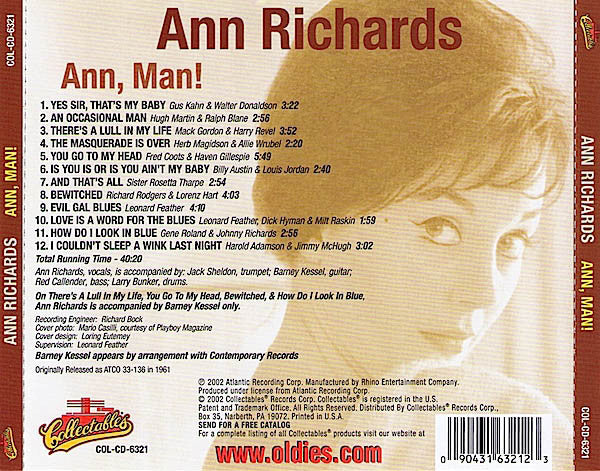 Ann Richards - Ann, Man! (CD) (VG+) - Endless Media