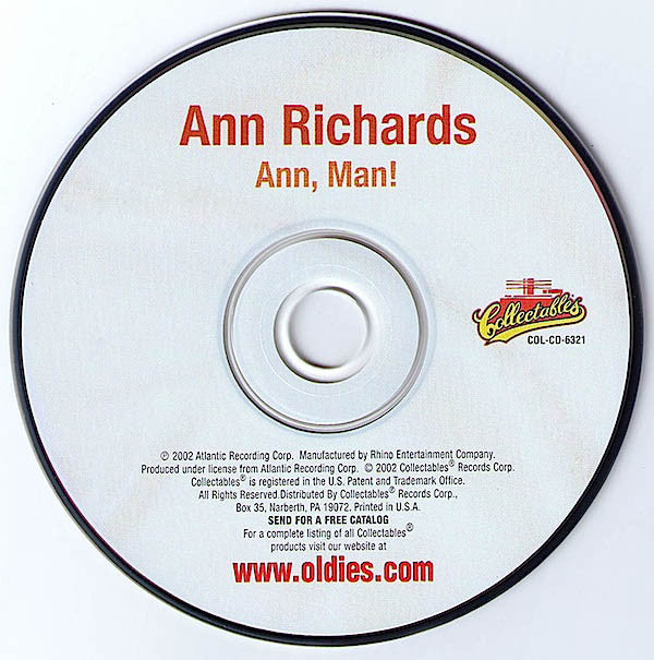 Ann Richards - Ann, Man! (CD) (VG+) - Endless Media