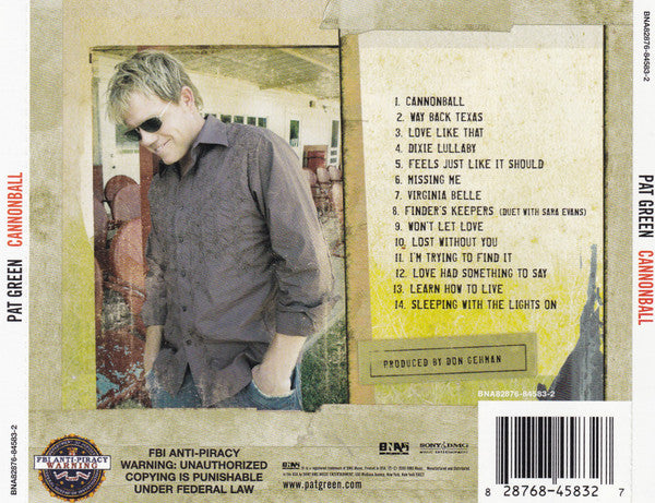 Pat Green (2) : Cannonball (CD, Album)