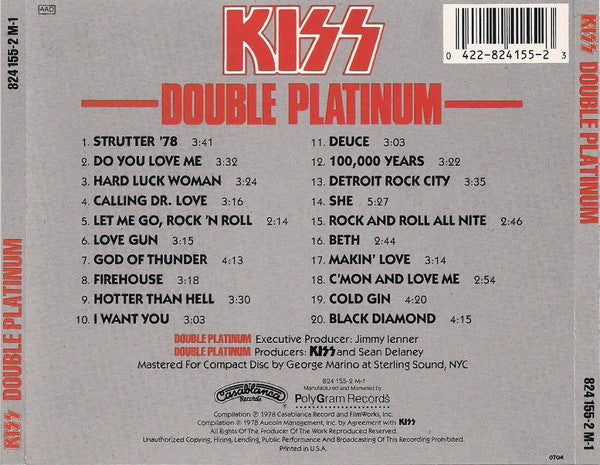 Kiss : Double Platinum (CD, Comp, RE, RP, PMD)