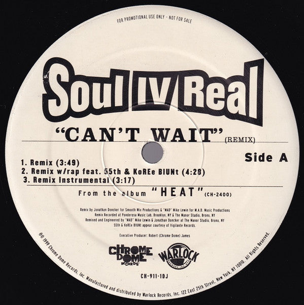 Soul For Real : Can't Wait Remix (12", Promo)