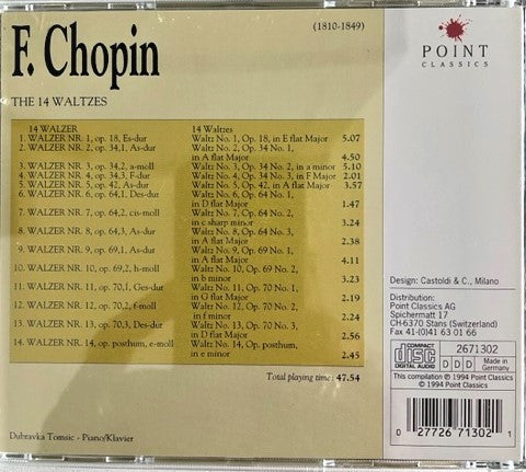 Frédéric Chopin - Dubravka Tomsic : The 14 Waltzes (CD, Album)