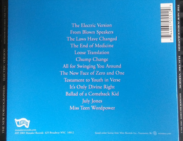 The New Pornographers : Electric Version (CD, Album, RP)