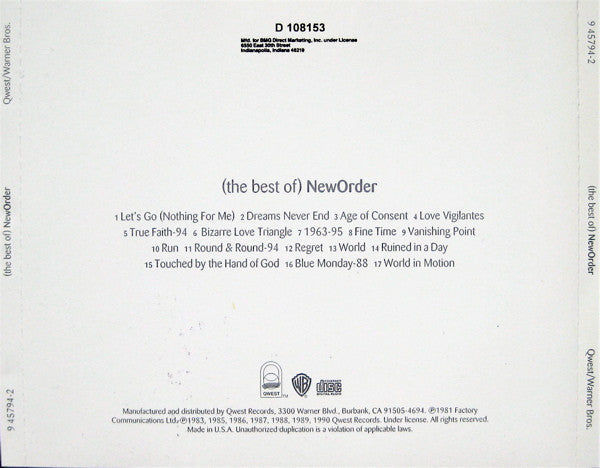 New Order : (The Best Of) NewOrder (CD, Comp, Club, RE)