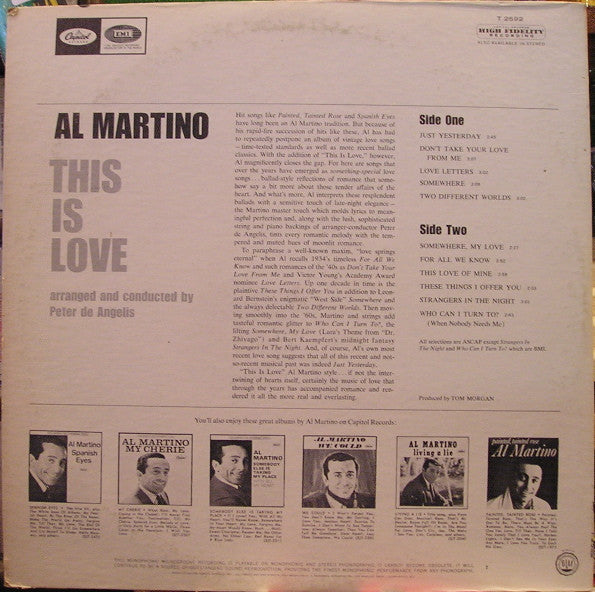 Al Martino : This Is Love (LP, Album, Mono, Scr)