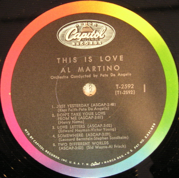 Al Martino : This Is Love (LP, Album, Mono, Scr)