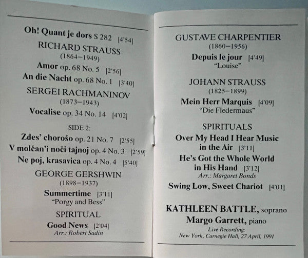 Kathleen Battle : At Carnegie Hall (Cass, Chr)