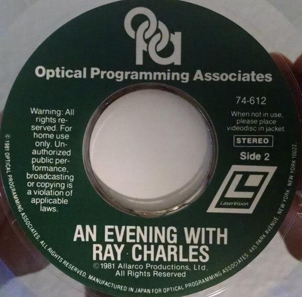 Ray Charles : An Evening With Ray Charles (Laserdisc, 12", NTSC, CAV)