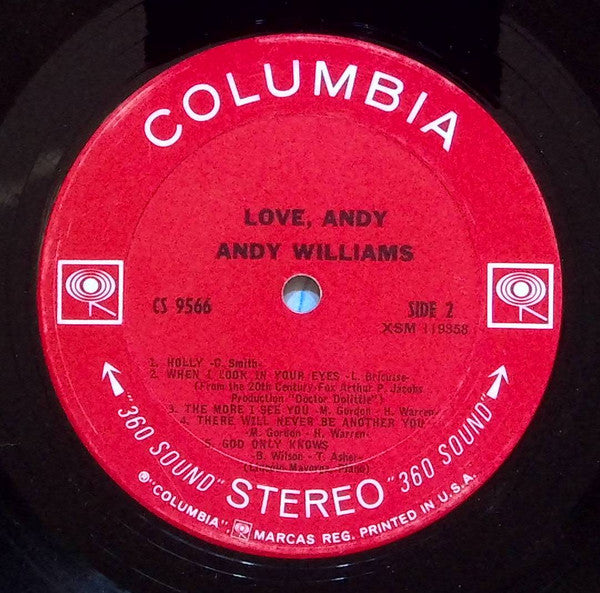 Andy Williams : Love, Andy (LP, Album, Ter)