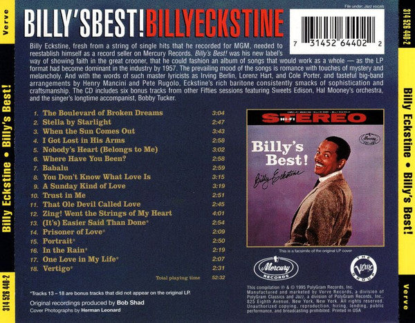 Billy Eckstine : Billy's Best (CD, Comp)