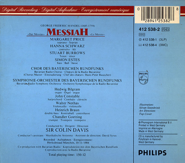Georg Friedrich Händel / Margaret Price · Hanna Schwarz · Stuart Burrows · Simon Estes / Symphonie-Orchester Des Bayerischen Rundfunks & Chor Des Bayerischen Rundfunks, Sir Colin Davis : Messiah (3xCD)