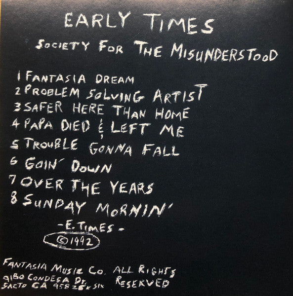 Early Times (4) : Society For The Misunderstandood (CD, Album)