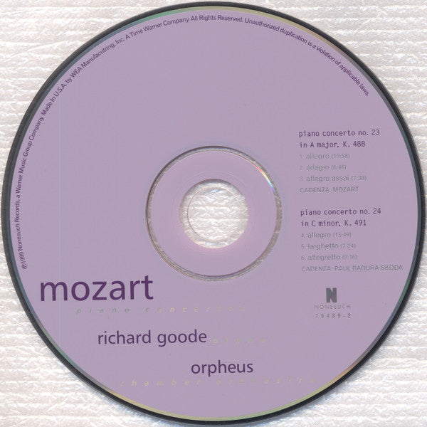 Wolfgang Amadeus Mozart - Richard Goode, Orpheus Chamber Orchestra : Piano Concertos No. 23 & 24 (CD, Album, RP)