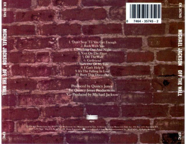 Michael Jackson : Off The Wall (CD, Album, RE)