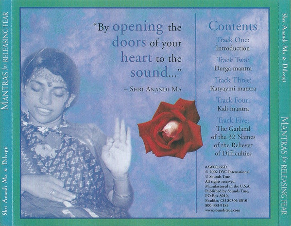 Shri Anandi Ma & Shri Dileepji Pathak : Mantras For Releasing Fear ‎– Sacred Chants From India (CD, Album)