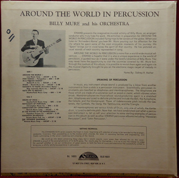 Billy Mure And Orchestra - Around The World In Percussion (LP) (VG) - Endless Media