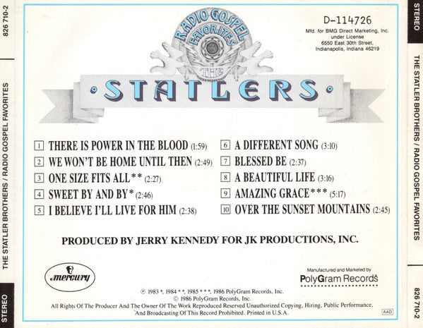 The Statler Brothers : Radio Gospel Favorites (CD, Album, Club, RE)