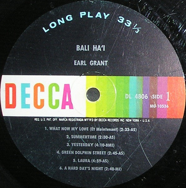 Earl Grant : Bali Ha'i (LP, Album, Mono)