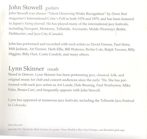 John Stowell Featuring Lynn Skinner (2) : Lines & Spaces (CD, Album)