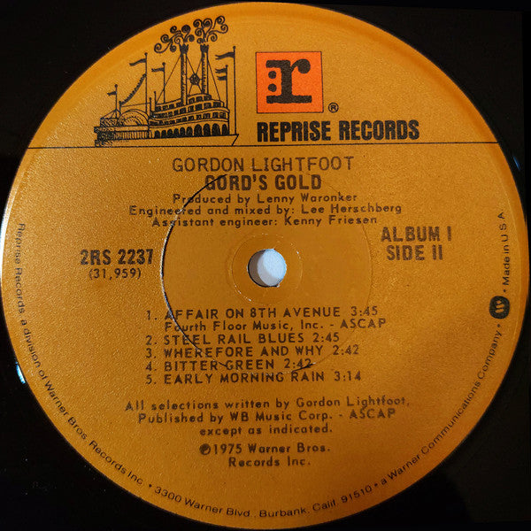 Gordon Lightfoot : Gord's Gold (2xLP, Comp, RP, Gat)