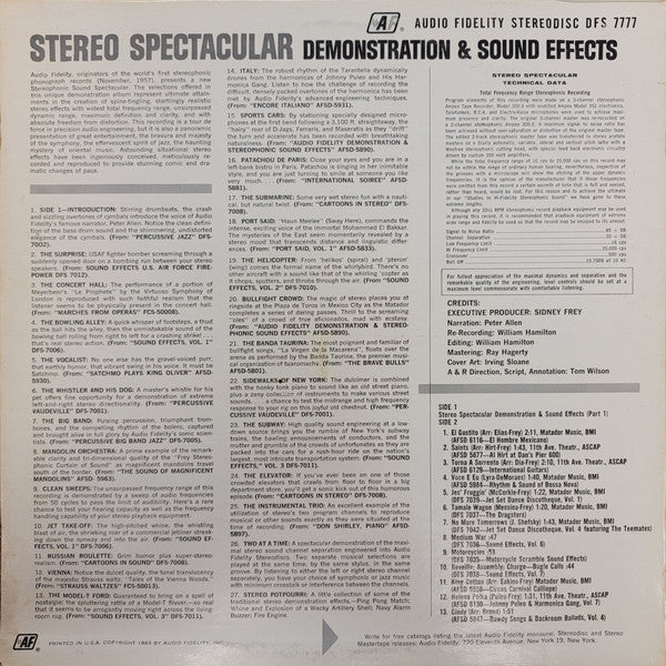 No Artist : Stereo Spectacular Demonstration & Sound Effects (LP, Comp)