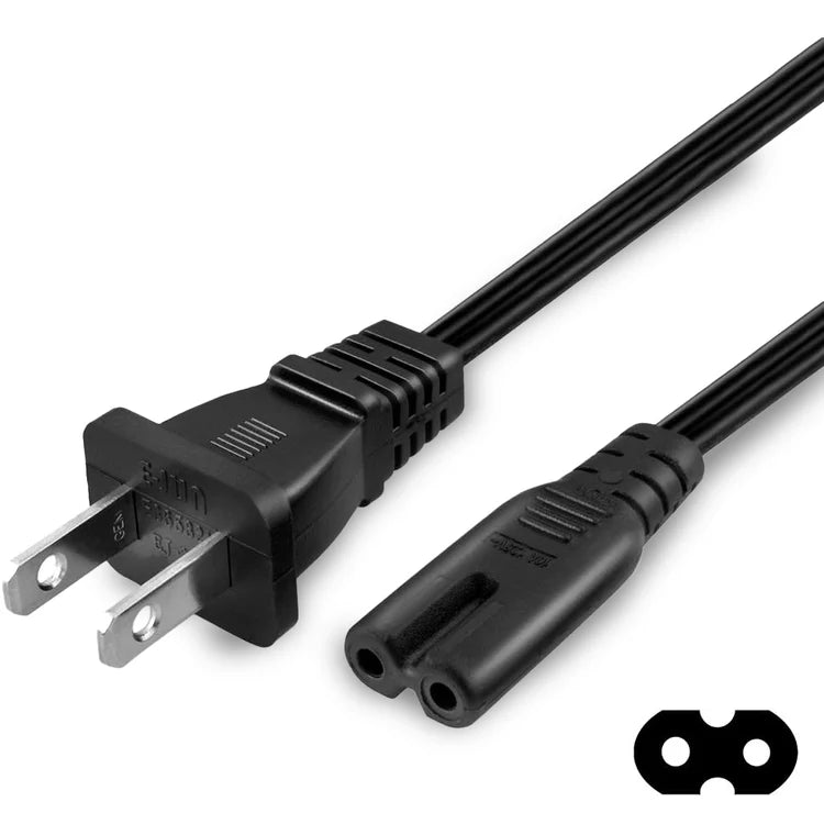 Figure-8 2 Prong Generic Replacement Power Cable Video Game Xbox PlayStation