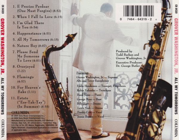 Grover Washington, Jr. : All My Tomorrows (CD, Album)