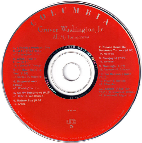 Grover Washington, Jr. : All My Tomorrows (CD, Album)
