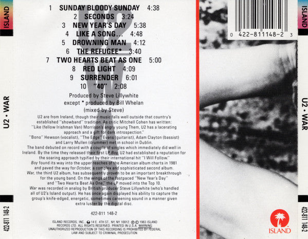 U2 : War (CD, Album, RE, RP)