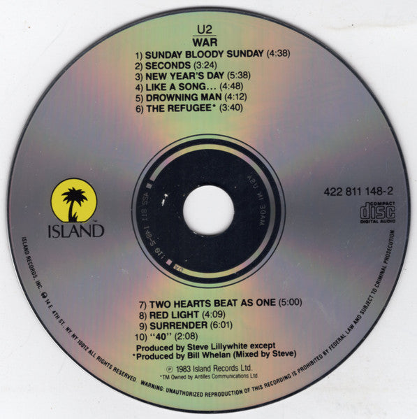 U2 : War (CD, Album, RE, RP)
