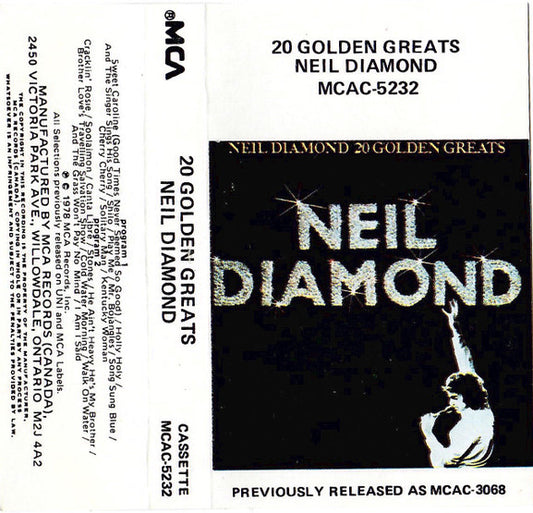 Neil Diamond : 20 Golden Greats (Cass, Comp, RE, Dol)