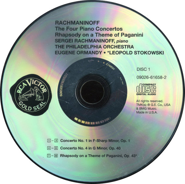 Sergei Vasilyevich Rachmaninoff, The Philadelphia Orchestra • Eugene Ormandy • Leopold Stokowski : Rachmaninoff Plays Rachmaninoff (The 4 Piano Concertos, Rhapsody On A Theme of Paganini) (2xCD, Comp, Mono, RE, RM)