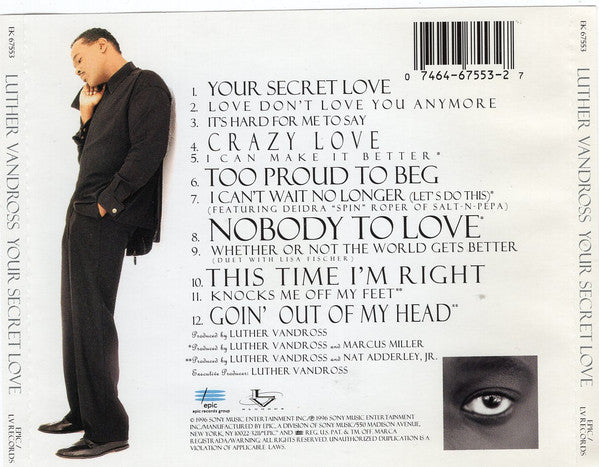 Luther Vandross : Your Secret Love (CD, Album)