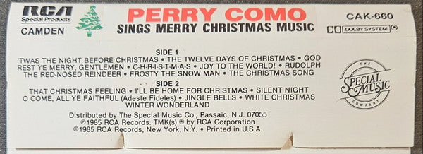 Perry Como : Perry Como Sings Merry Christmas Music (Cass, Album, Dol)