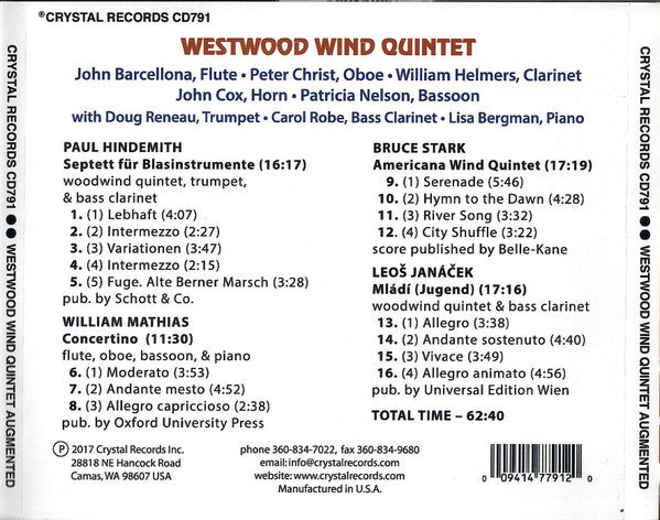 Westwood Wind Quintet : Augmented (CD)