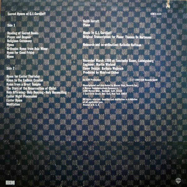 Georges Ivanovitch Gurdjieff - Keith Jarrett : Sacred Hymns (LP, Album, Wak)