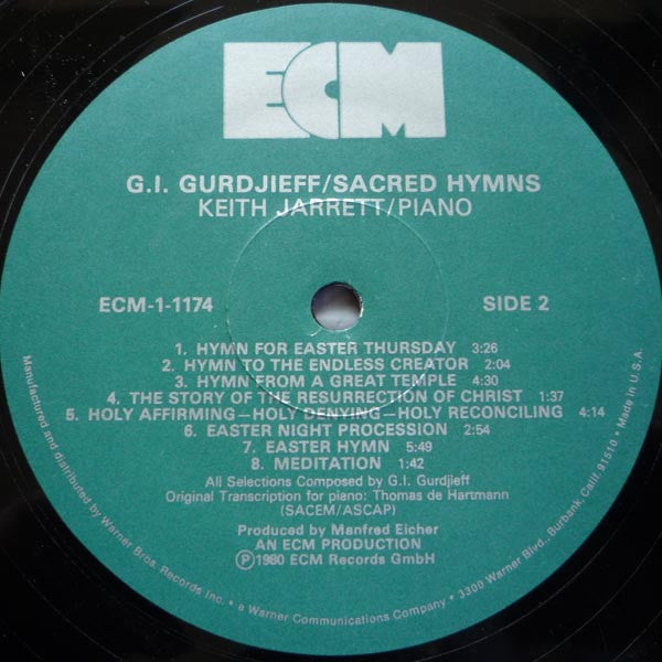 Georges Ivanovitch Gurdjieff - Keith Jarrett : Sacred Hymns (LP, Album, Wak)