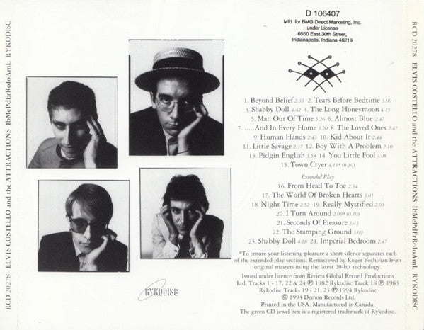 Elvis Costello & The Attractions : Imperial Bedroom (CD, Album, Club, RE, RM, BMG)