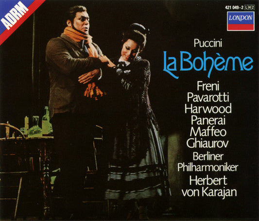 Giacomo Puccini, Mirella Freni, Luciano Pavarotti, Elizabeth Harwood, Nicolai Ghiaurov, Herbert von Karajan, Berliner Philharmoniker : La Bohème (Box, Album, RE, Sli + 2xCD, RE, RM)