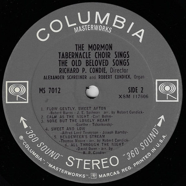 Mormon Tabernacle Choir : Richard P. Condie -- Alexander Schreiner, Robert Cundick : The Old Beloved Songs (LP)
