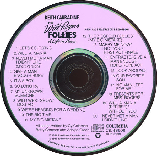 Keith Carradine / Cy Coleman, Betty Comden And Adolph Green : The Will Rogers Follies (Original Broadway Cast Recording) (CD, Album, RP)