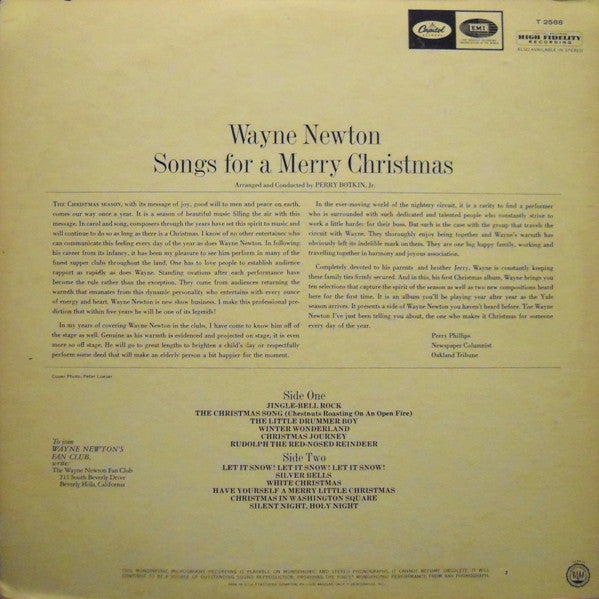 Wayne Newton : Songs For A Merry Christmas (LP, Album)