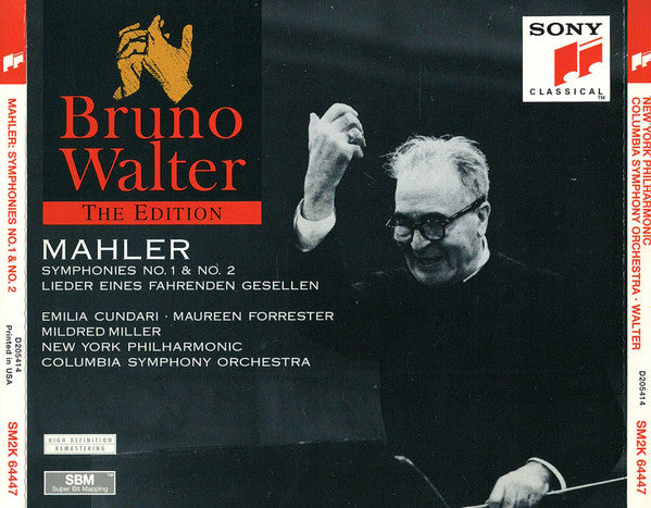 Bruno Walter, Gustav Mahler, Emilia Cundari, Maureen Foster, Mildred Miller, New York Philharmonic, Columbia Symphony Orchestra : Symphonies No. 1 & No. 2 / Lieder Eines Fahrenden Gesellen (2xCD, Album, Comp, Club, RM)